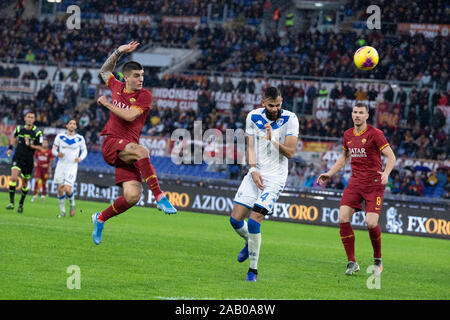 Gianluca Mancini di come Roma visto in azione durante il campionato italiano di una partita di calcio tra Roma e Brescia presso lo Stadio Olimpico di Roma.(punteggio finale; come Roma 3:0 Brescia) Foto Stock