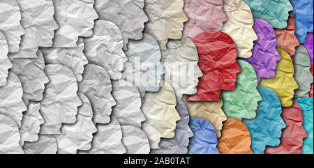 Il cambiamento demografico come un grande gruppo di persone come un cambiamento della diversità in una popolazione. Foto Stock