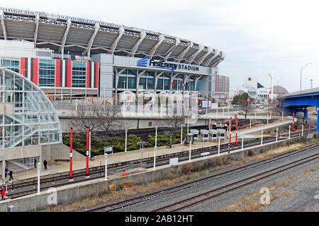 FirstEnergy Stadium, casa dei NFL Cleveland Browns, lungo il lago nel centro di Cleveland, Ohio, USA. Foto Stock