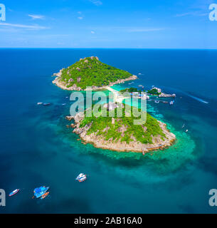 Koh Nang Yuan vista aerea, Thailandia Foto Stock