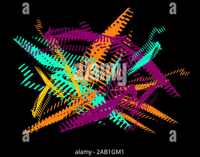 Abstract background moderno. Le forme creative. Forme colorate sul nero. Disegno geometrico. Luminose texture grafiche. Foto Stock