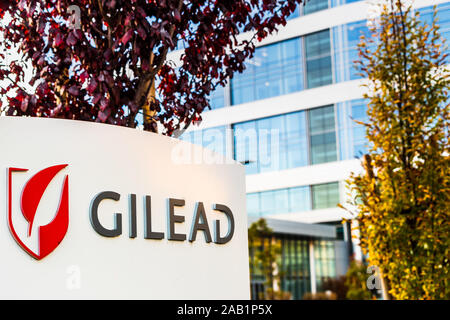 Nov 23, 2019 Foster City / CA / STATI UNITI D'AMERICA - Galaad sede nella Silicon Valley; Gilead Sciences, Inc. è un Americano società biotecnologica che ricerche Foto Stock