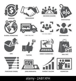 Pubblicità e marketing icone Illustrazione Vettoriale