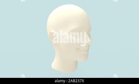 3D rendering di una femmina umana testa ridendo isolato Foto Stock