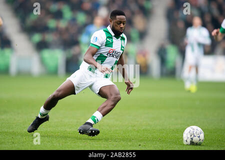GRONINGEN, 24-11-2019 Euroborg stadium, olandese Eredivisie stagione calcistica 2019/2020 . FC Groningen player Deyovaisio Zeefuik durante la partita FC Groningen - Feyenoord Credito: Pro scatti/Alamy Live News Foto Stock