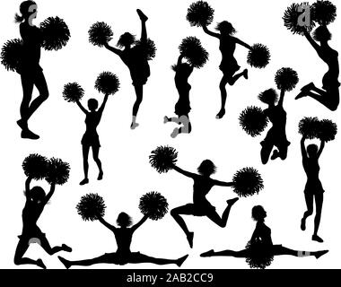 Cheerleaders con il pom pom sagome Illustrazione Vettoriale