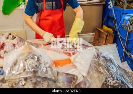 Pesce crudo a Noryangjin Pesca Mercato all'ingrosso a Seul, Corea del Sud Foto Stock