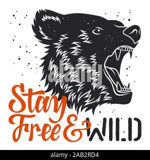 Tipografia fatti a mano e tenere testa alla moda per t-shirt design. Di ispirazione e motivazionale poster. Raccordo a T di grafica. Grunge texture. Illustrazione Vettoriale