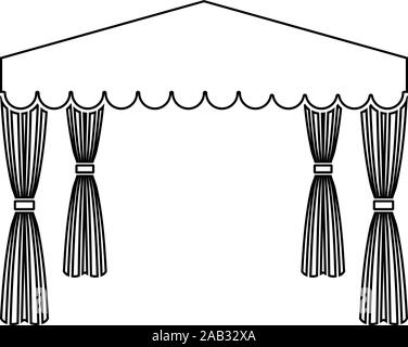 La tettoia Pop up tenda padiglione commerciale tenda per il resto Marquee icona Chuppah profilo colore nero illustrazione vettoriale stile piatto semplice immagine Illustrazione Vettoriale