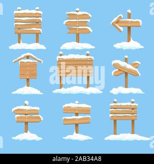 Cartelli di segnalazione nevoso impostato Illustrazione Vettoriale