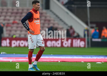 24 novembre 2019, Riverside Stadium, Middlesbrough, Inghilterra; Sky scommessa campionato, Middlesbrough v Hull City : Marvin Johnson (21) di Middlesbrough Credito: Iam Masterizza/news immagini Foto Stock