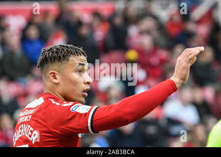 24 novembre 2019, Riverside Stadium, Middlesbrough, Inghilterra; Sky scommessa campionato, Middlesbrough v Hull City : Marcus Tavernier (7) di Credito Middlesbrough: Iam Masterizza/news immagini Foto Stock