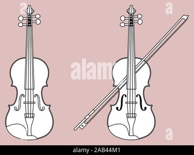 Violino di set di icone. Strumento a corda. Illustrazione Vettoriale Illustrazione Vettoriale