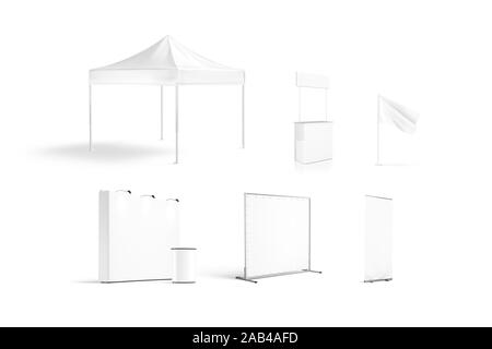 Bianco bianco promozione stand mockup set isolato Foto Stock