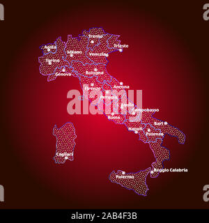 Mappa dell'Italia. Luminoso con illustrazione colorata mappa italiano. Italia mappa con le regioni italiane. Immagine con sfondo trasparente. Foto Stock