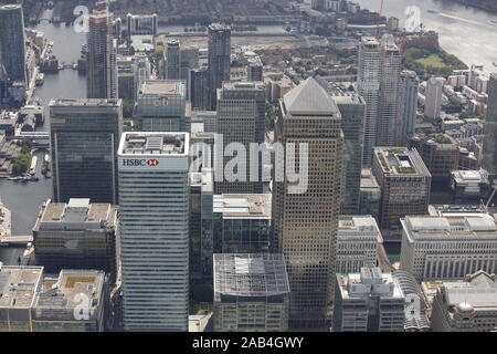 Vista aerea di Canary Wharf London Foto Stock