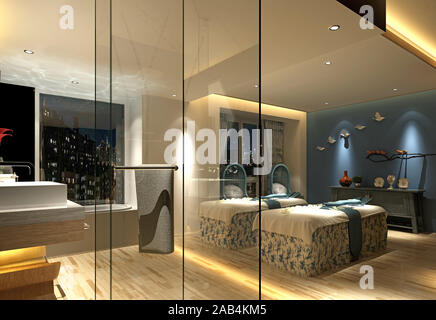 3D render di sala massaggi Foto Stock