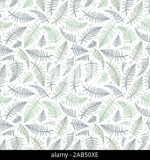 Carino disegnato a mano fern seamless pattern, sfondo floreale, ottimo per i prodotti tessili, sfondi banner - disegno vettoriale Foto Stock
