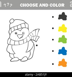 Illustrazione Vettoriale del pinguino cartoon - libro da colorare per i bambini Illustrazione Vettoriale