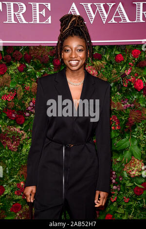 Poco Simz frequentando il sessantacinquesimo Evening Standard Theatre Awards at The London Coliseum, Londra. Foto Stock