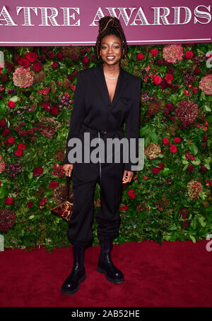 Poco Simz frequentando il sessantacinquesimo Evening Standard Theatre Awards at The London Coliseum, Londra. Foto Stock