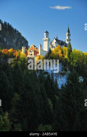 Il Castello di Neuschwanstein a Schwangau vicino a Füssen, Svevia, Baviera, Germania, Europa Foto Stock