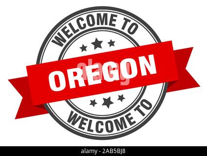 Oregon timbro. Benvenuto Oregon segno rosso Illustrazione Vettoriale