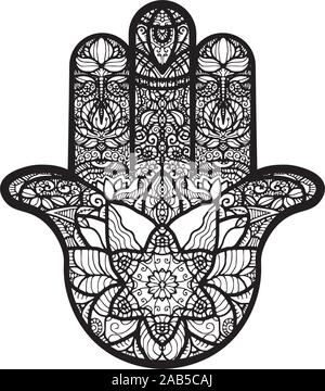 Alo Hamsa Khamsa Fatima simbolo Mano Illustrazione Vettoriale