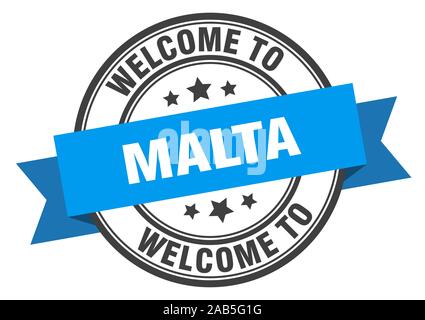 Malta timbro. Benvenuto a Malta segno blu Illustrazione Vettoriale