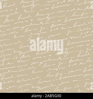 Manoscritta testo astratto modello senza giunture, vintage beige vettore sfondo dello script Illustrazione Vettoriale