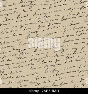 Manoscritta testo astratto modello senza giunture, vintage beige vettore sfondo dello script Illustrazione Vettoriale