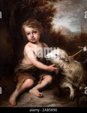 Bambino San Giovanni Battista nel deserto da Bartolomé-Esteban Murillo (1617-1682), olio su tela, c.1665 Foto Stock