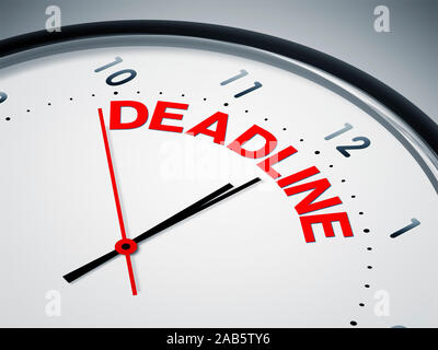 Ein simples Ziffernblatt mit der Aufschrift: 'deadline' Foto Stock