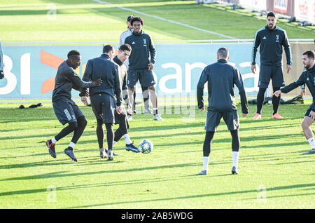 Cristiano Ronaldo della Juventus FC durante la Juventus FC prima della formazione di Champions League: Juventus FC vs Atletico Madrid a Juventus Stadiu Foto Stock