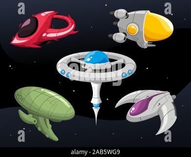 Diversi design di astronavi illustrazione Illustrazione Vettoriale