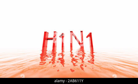 Una illustrazione delle lettere H1N1 di influenza suina Foto Stock