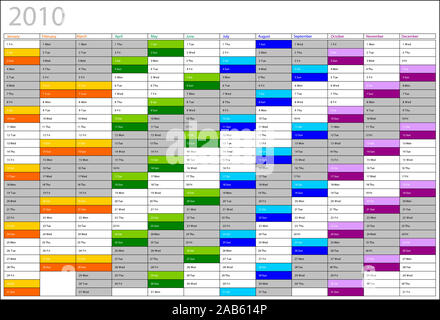 Una illustrazione vettoriale di un bel colore 4 Calendario 2010 Foto Stock