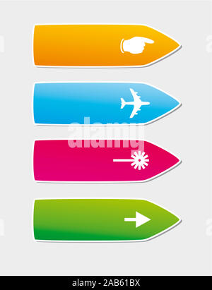 Una illustrazione vettoriale di 4 frecce colorate Foto Stock