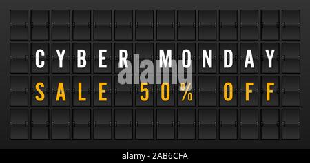 Cyber lunedì vendita Banner Template Design Illustrazione Vettoriale - Aeroporto meccanica flip board concetto del pannello Illustrazione Vettoriale