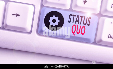 Segno di testo che mostra lo Status Quo. Business photo testo esistenti allo stato di cose in materia sociale o questioni politiche Foto Stock