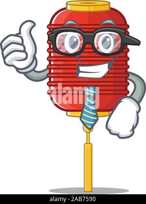 Cool imprenditore lanterna cinese con il personaggio dei cartoni animati Illustrazione Vettoriale