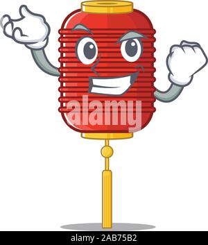 Felice fiducioso di successo lanterna cinese cartoon stile carattere Illustrazione Vettoriale