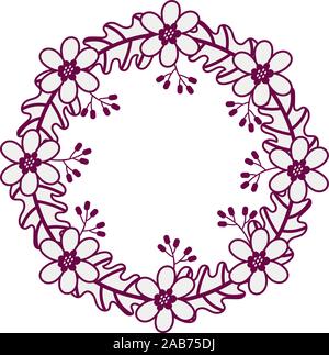 Fiori e foglie corona da giardino Illustrazione Vettoriale