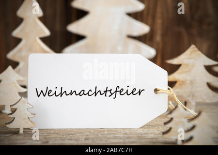 Albero di Natale, etichetta, Weihnachtsfeier significa festa di Natale Foto Stock