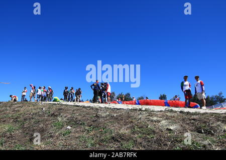 In Paralayang Megasari Hill, Cratere Ijen Plateau, East Java, Indonesia Foto Stock