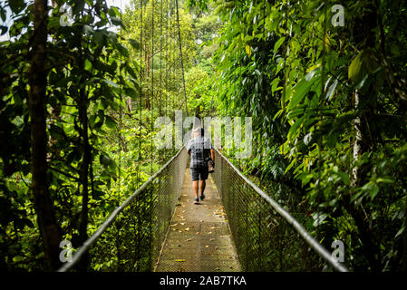 Ponti sospesi in cloud forest a San Luis, provincia di Alajuela, Costa Rica, America Centrale Foto Stock