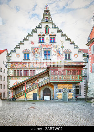 Ein Blick auf das alte Rathaus in Lindau, Deutschland Foto Stock