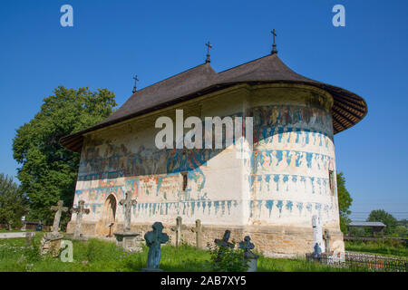 Arbore Monastero, 1502, Sito Patrimonio Mondiale dell'UNESCO, Arbore, Provincia di Suceava, Romania, Europa Foto Stock