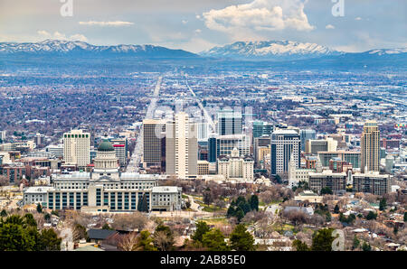 Panorama di Salt Lake City in Utah Foto Stock
