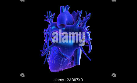 3d reso astratto stile synthwave illustrazione di un cuore umano Foto Stock